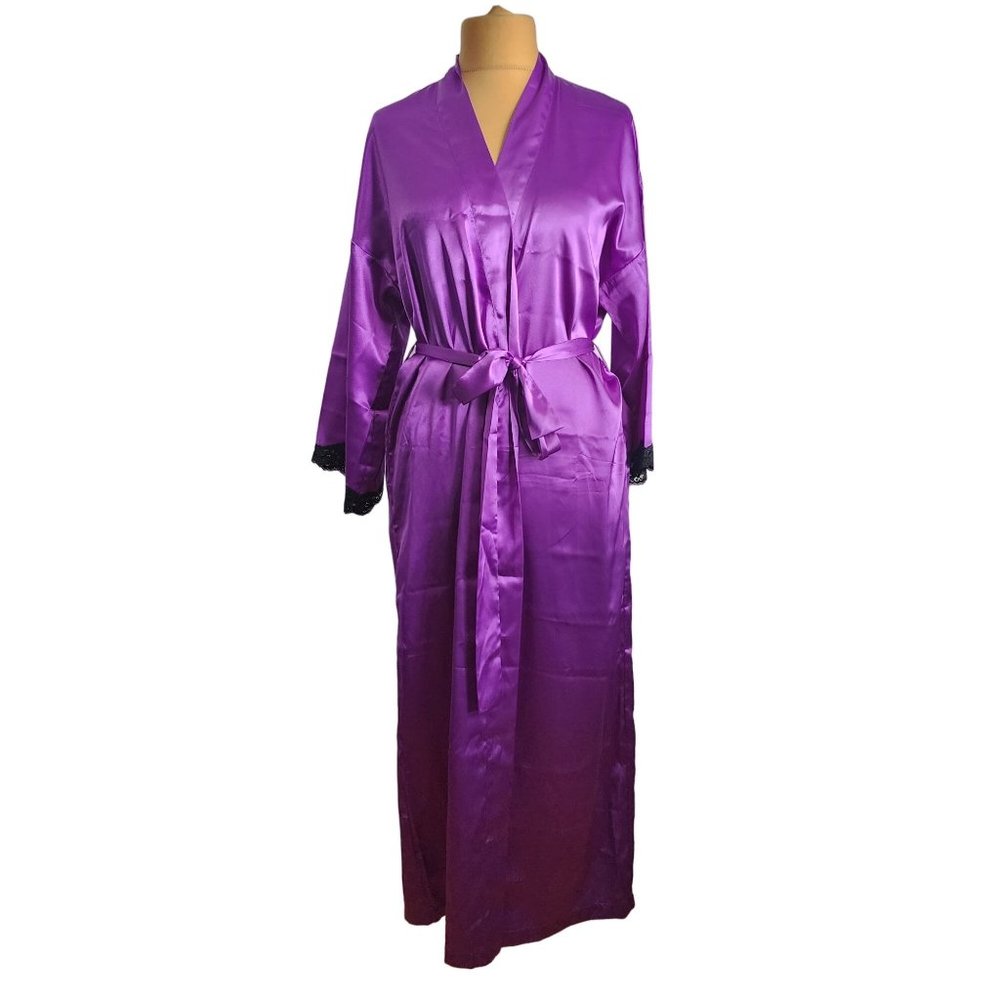 Victoria's Secret Womens Purple Silky Feeling Long Robe Size Small